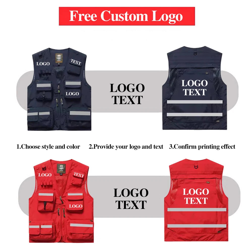 Workwear Safety Vest with Multi Pocket Emergency Rescue Volunteers Communication Safety Jacket Outdoor Work Clothing