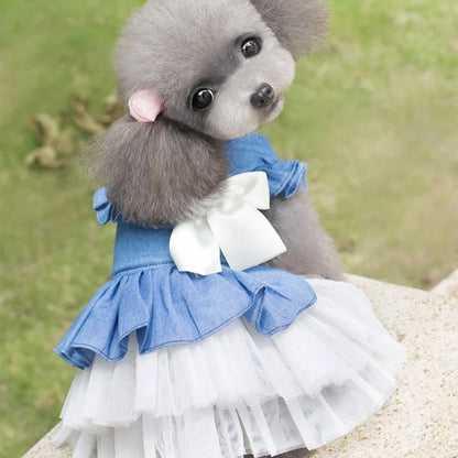 Dog Dress For Small Dogs Clothes Denim Wedding Dresses For Chihuahua Pet Princess Puppy Jeans Skirts for Pomeranian Spitz