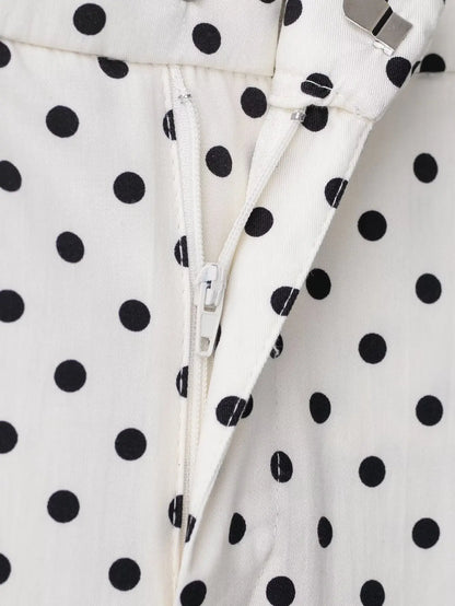 Woman Autumn Long Sleeves Turtleneck Zipper With Pockets Drawstring Casual Coats Women Fashion Polka Dot Printed Jacket