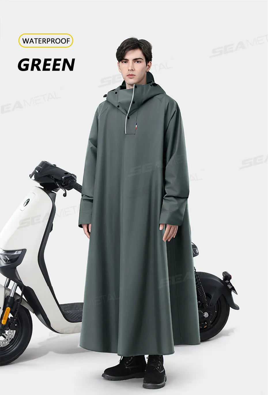 Thicken Oxford Waterproof Rain Gear Rain Poncho Unisex Fashion Rain Coat Long Raincoat Loose Oversized Hooded Rainwear