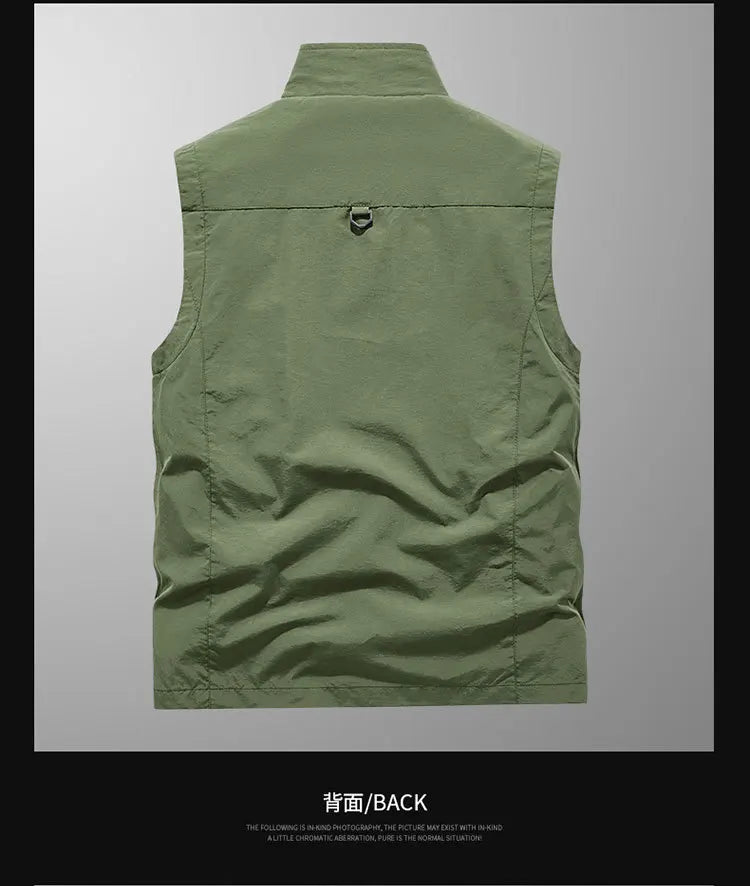 Men Outdoor Cargo Vests 8XL New Summer Thin Mesh Breathable Waistcoats Fishing Sleeveless Jackets Male Sportswear Casual Vests