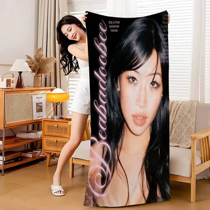 Singer B-Beabadoobee Beach Towel Cartoon Cute Summer Kids Large Bath Pool Beach Towel Microfiber Absorbent For Swimming Travel
