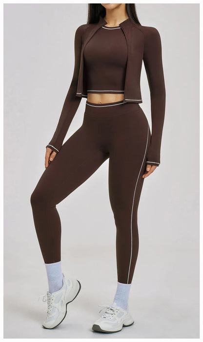 Seamless Yoga Long Sleeve Women Sports Jacket Zipper Fitness Yoga Shirt Gym Top Activewear Running Coats Cycling Workout Clothes