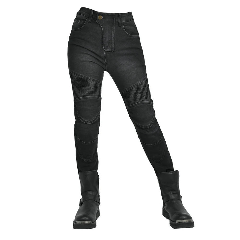 New Motorcycle Jeans Women Upgrade Silicone Protector Detachable Casual Fashion Racing Road Rider Four Seasons Moto Pants