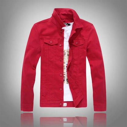 Men Coloured Denim Jackets Outwear Slim Fit Denim Coats New Fashion Male Cotton Casual Jeans Jackets Streetwear Jean Coats Size S~4XL