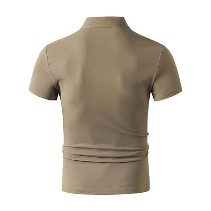2025 New Men's Casual and Fashionable Simple Collared Short Sleeved Polo Shirt Summer Comfortable Breathable and Versatile Top