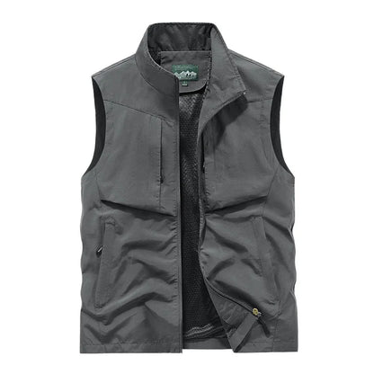 Men Outdoor Cargo Vests 8XL New Summer Thin Mesh Breathable Waistcoats Fishing Sleeveless Jackets Male Sportswear Casual Vests