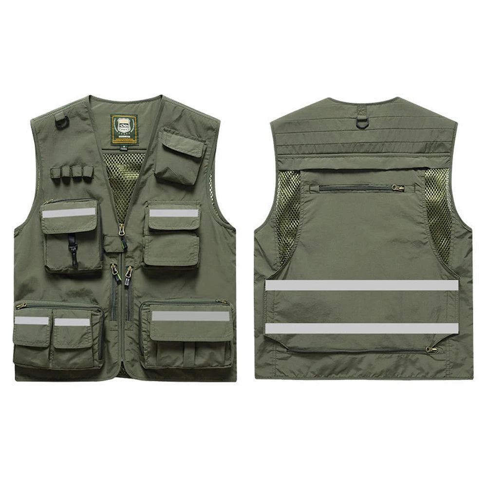 Workwear Safety Vest with Multi Pocket Emergency Rescue Volunteers Communication Safety Jacket Outdoor Work Clothing