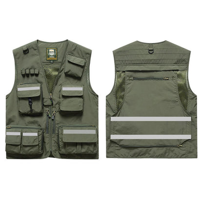 Workwear Safety Vest with Multi Pocket Emergency Rescue Volunteers Communication Safety Jacket Outdoor Work Clothing