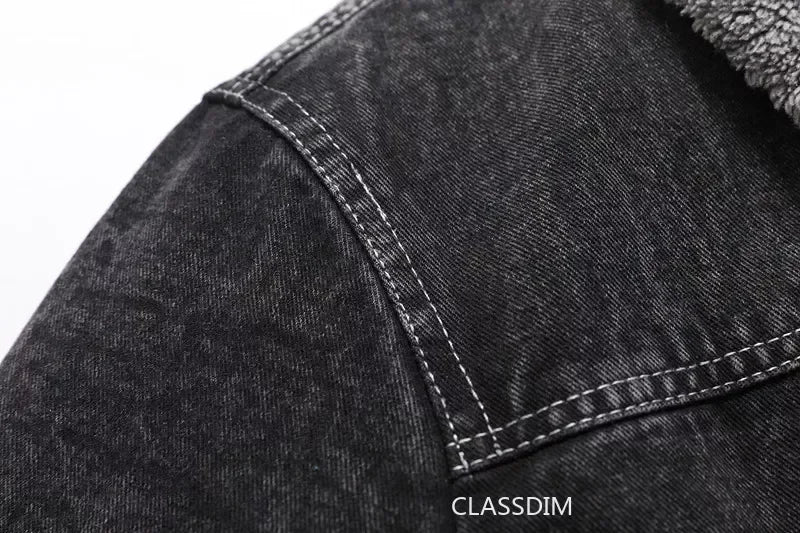 Men Winter Black Denim Jackets Fleece Warm Coats Good Quality Male Casual Winter Jackets Outwear Casual Coats Winter Clothes S-4XL