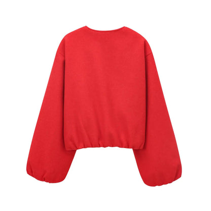 Red Zipper Bomber Jackets for Women Soft Cropped Jackets Woman 2026 Long Sleeve Woman's Sports Jacket New in Outerwears