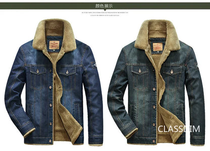 Men Denim Jackets Winter Coats Fleece Warm Jeans Jackets High Quality Male Casual Blue Denim Jackets New Fashion Jeans Coats M-5XL