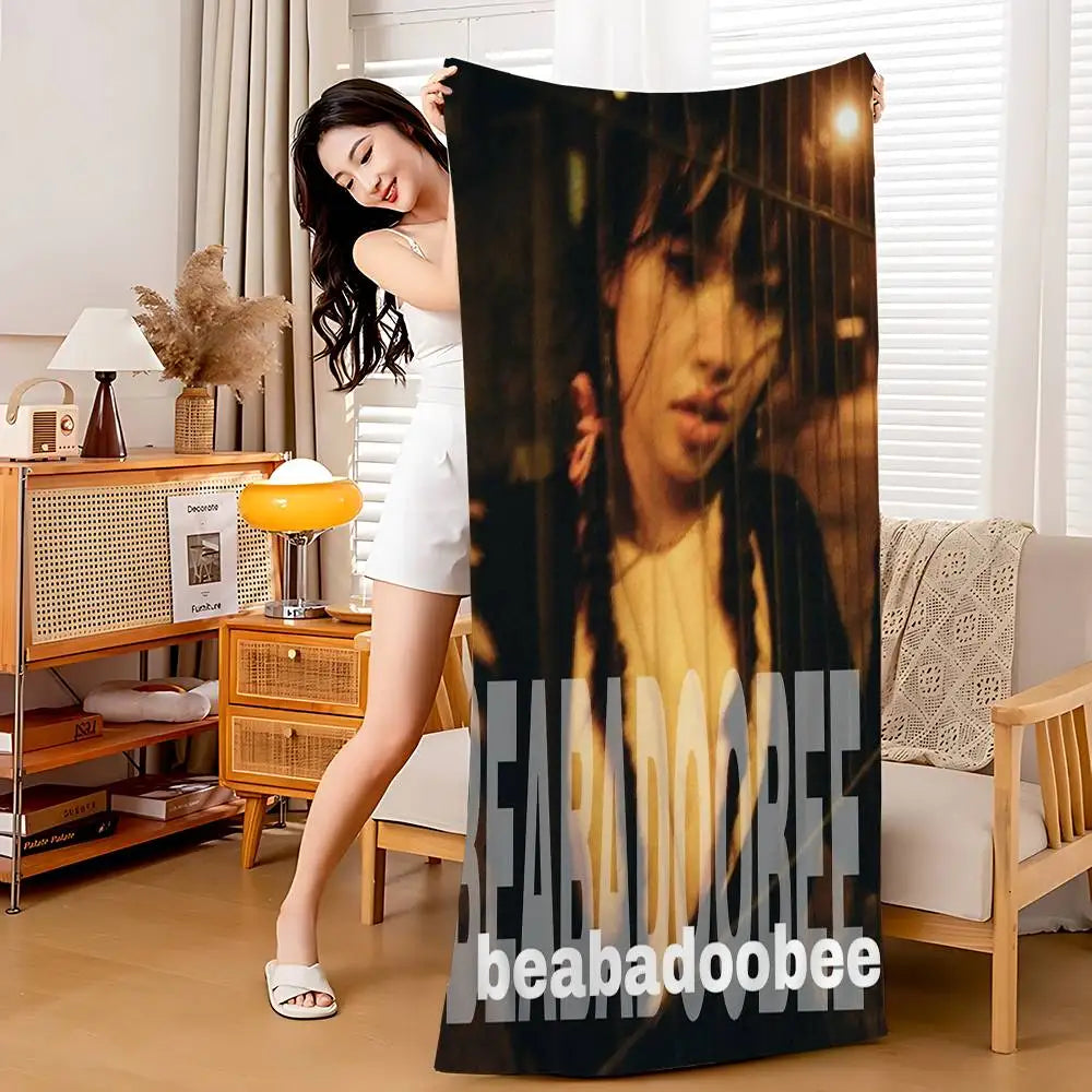 Singer B-Beabadoobee Beach Towel Cartoon Cute Summer Kids Large Bath Pool Beach Towel Microfiber Absorbent For Swimming Travel