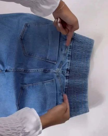 ALLUKASA 2026 autumn winter  Elegant High Waist Button Front Casual Female Jeans Sexy  Fashion Back Shirred Trouser Bottom