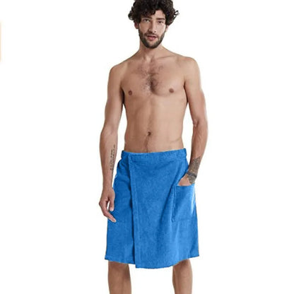 Men's Solid Color Wearable Bath Towels Bathhouse Shower Room Bathrobe with Pocket Bath Towel Bath Towel Beach Towel