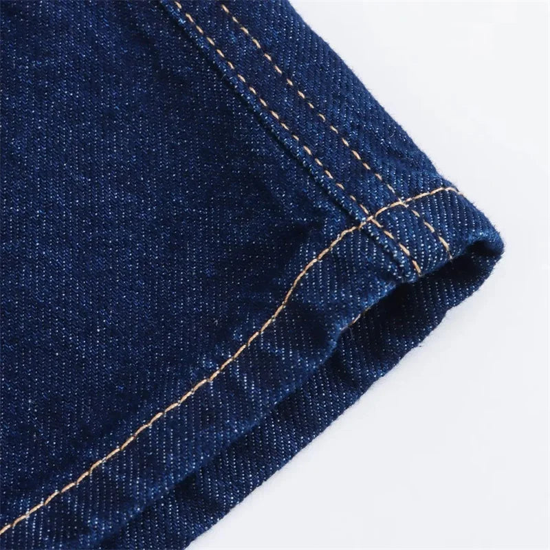 Blue Denim Shirt Woman Short Sleeve Cropped Shirt Women Summer Short Tops Woman Streetwear Y2k Stylish Women's Blouses