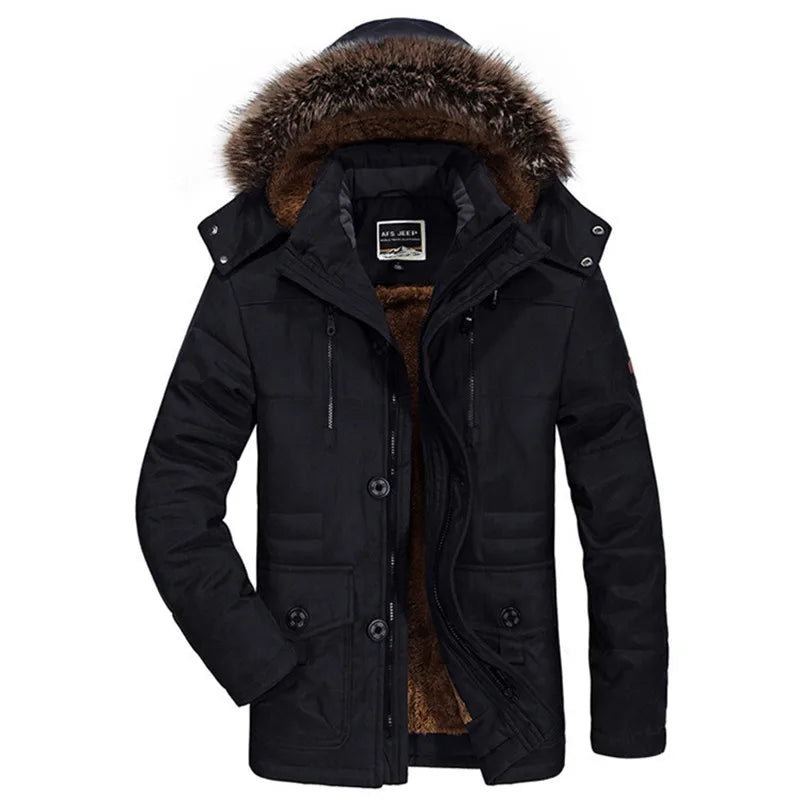 New Winter Men Hooded Fur Collar Long Down Jackets Overcoats Male Multiple Pockets Warm Parkas Quality Man Casual Chaquetas 7XL