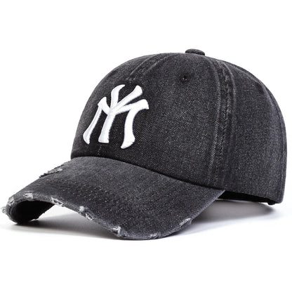 New Unisex Letter Embroidery Hole Denim Baseball Caps Spring Autumn Outdoor Adjustable Casual Hats Sunscreen Hat