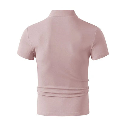 2025 New Men's Casual and Fashionable Simple Collared Short Sleeved Polo Shirt Summer Comfortable Breathable and Versatile Top