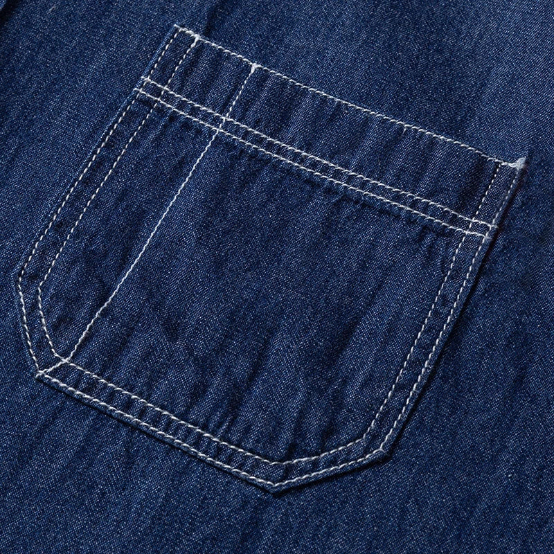 2025 Denim Long-Sleeve Double or Single  Pocket Design Shirt Classic 100% Cotton Fashion Embroider Comfortable Clothes