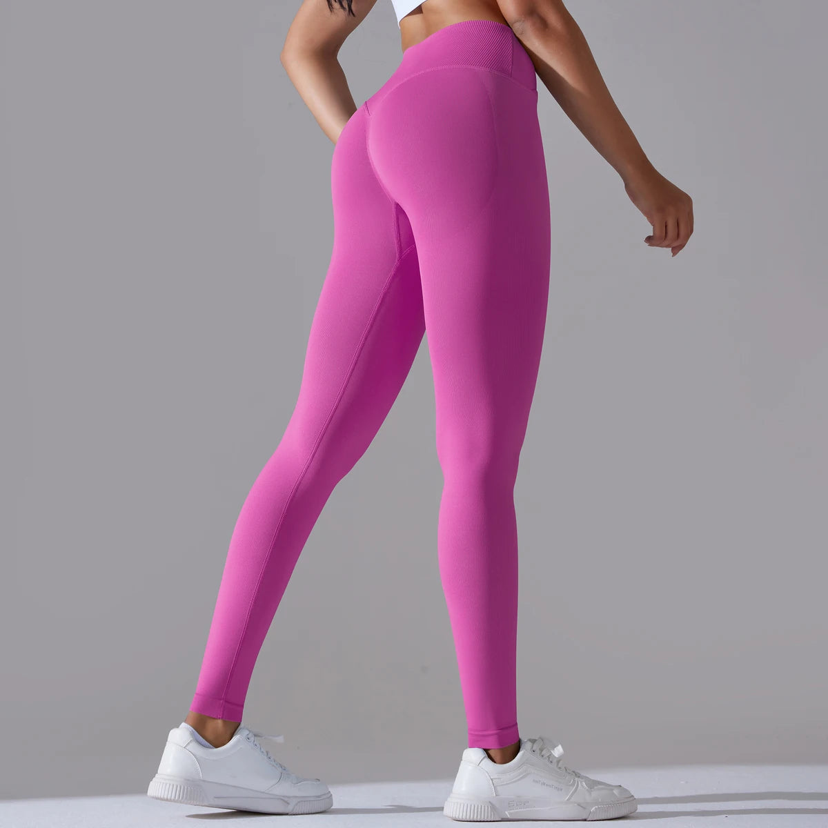 Seamless Yoga Pant Cross Over Waistband Sports Fitness Legging Women High Waist Gym Scrunch Butt Running Workout Leggings