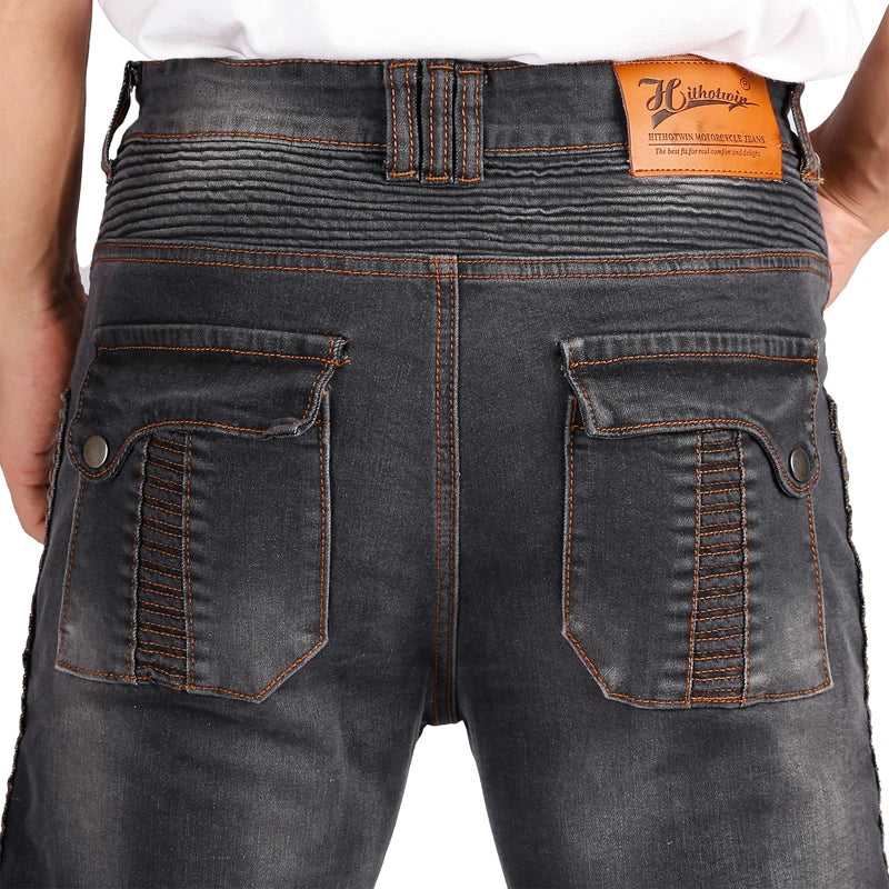 Men Kevlar Motorcycle Jeans Windproof Abrasion Resistant Protective Pants Blue Off Road Riding Trousers Four Season Gear