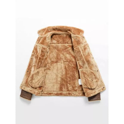 New Fashion Men Diagonal Zipper Leather and Fur Integrated Jackets and Coats Male Fleece Warm Leather Jackets Slim Fit Jaquetas