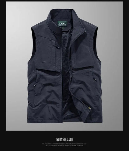 Men Outdoor Cargo Vests 8XL New Summer Thin Mesh Breathable Waistcoats Fishing Sleeveless Jackets Male Sportswear Casual Vests