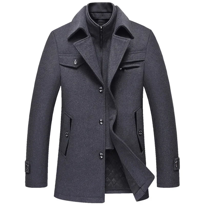 Men Winter Trench Coats Cashmere Wool Blends Man Winter Jackets Overcoats High Quality Male Business Casual Trench Coats 5XL