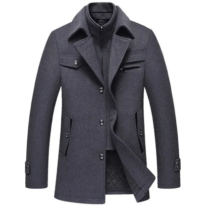 Men Winter Trench Coats Cashmere Wool Blends Man Winter Jackets Overcoats High Quality Male Business Casual Trench Coats 5XL