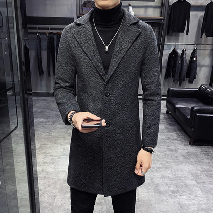 Men Winter Trench Coats Long Jackets Men Slim Fit Casual Wool Blends Business Casual Trench Thicker Warm Long Coats Size 5XL