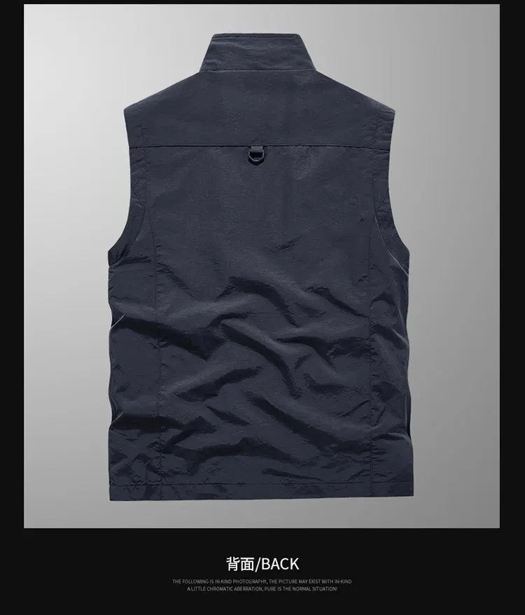 Men Outdoor Cargo Vests 8XL New Summer Thin Mesh Breathable Waistcoats Fishing Sleeveless Jackets Male Sportswear Casual Vests