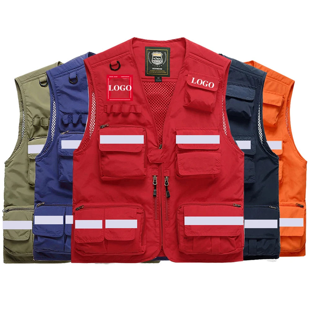 Workwear Safety Vest with Multi Pocket Emergency Rescue Volunteers Communication Safety Jacket Outdoor Work Clothing