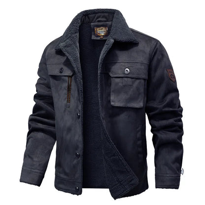 New Fashion Men Multi Pockets Leather Jackets Male Fleece Warm Leather and Fur Integrated Jackets and Coats Slim Fit Jaquetas 5X