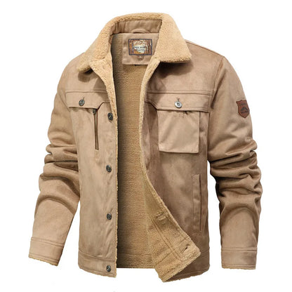 New Fashion Men Multi Pockets Leather Jackets Male Fleece Warm Leather and Fur Integrated Jackets and Coats Slim Fit Jaquetas 5X