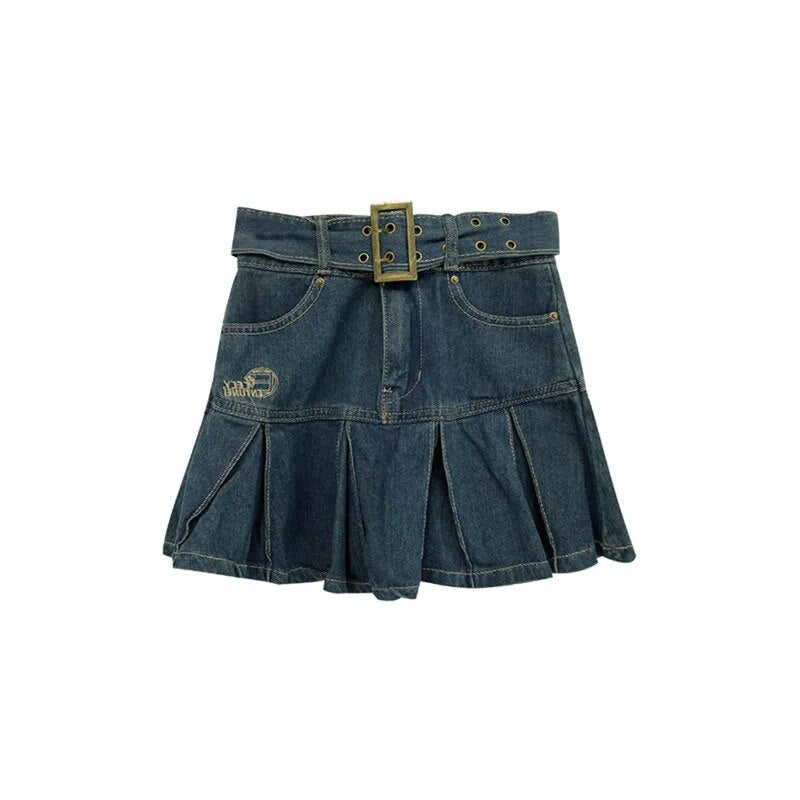 2025 New American Spice Girl Y2k Summer Short Denim Skirt High Waist Pleated Skirt Denim Black Sexy Jean Skirt Skirts For Women