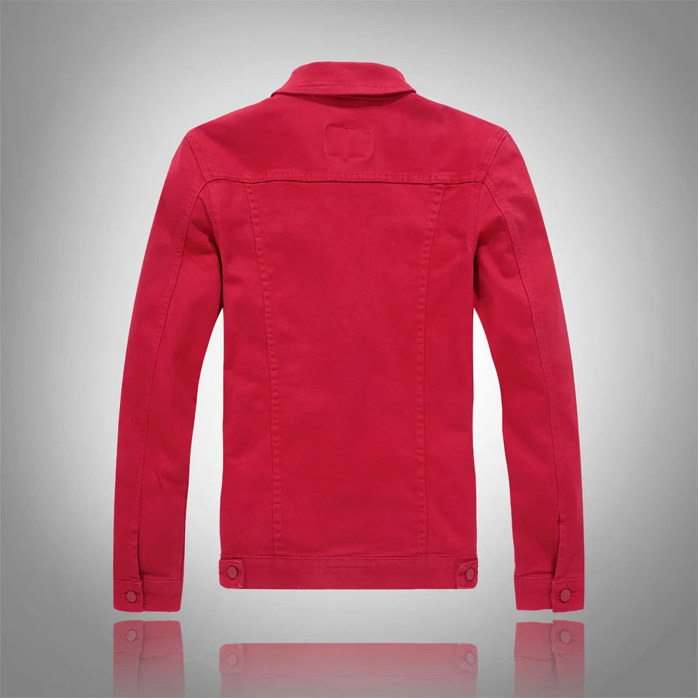 Men Coloured Denim Jackets Outwear Slim Fit Denim Coats New Fashion Male Cotton Casual Jeans Jackets Streetwear Jean Coats Size S~4XL