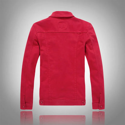 Men Coloured Denim Jackets Outwear Slim Fit Denim Coats New Fashion Male Cotton Casual Jeans Jackets Streetwear Jean Coats Size S~4XL