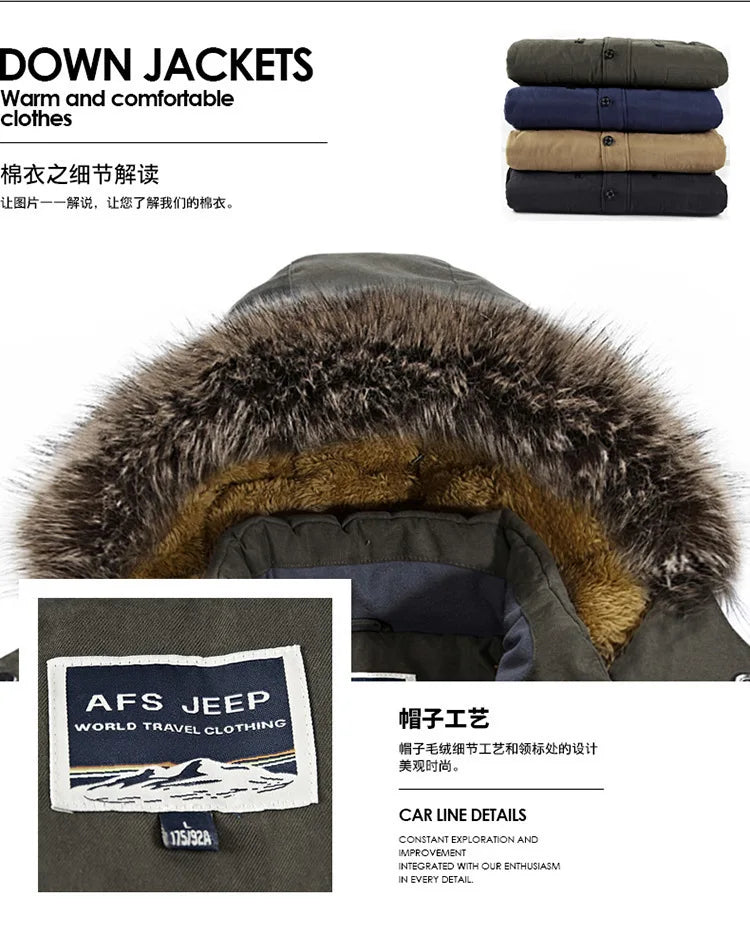 New Winter Men Hooded Fur Collar Long Down Jackets Overcoats Male Multiple Pockets Warm Parkas Quality Man Casual Chaquetas 7XL