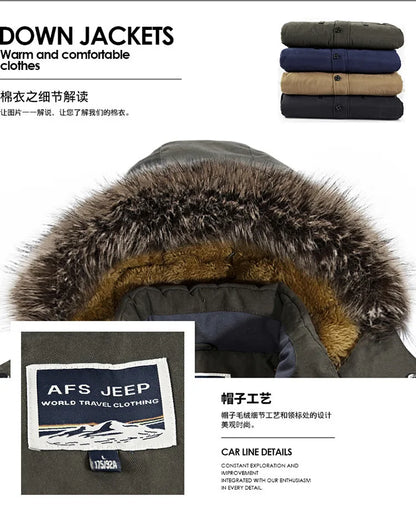 New Winter Men Hooded Fur Collar Long Down Jackets Overcoats Male Multiple Pockets Warm Parkas Quality Man Casual Chaquetas 7XL