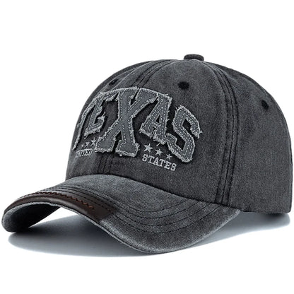 Unisex Vintage Classic Baseball Cap TEXAS Letter Embroidery Washed Cotton Chic Cap For Man Women Outdoor Casual Dad Hats