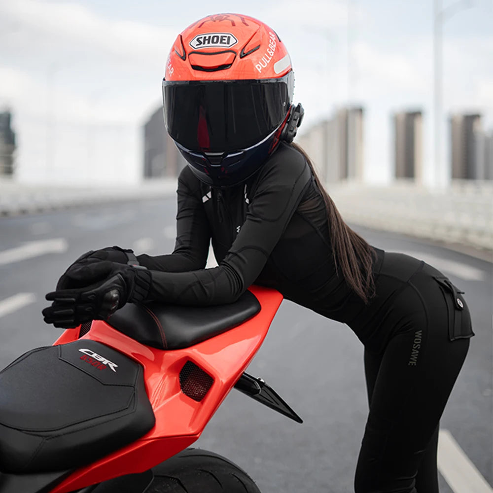 Women Motorcycle Jacket Lady Full Body Armor Set CE Certified Summer Riding Safety Coat Pants Built-in Protective Pads