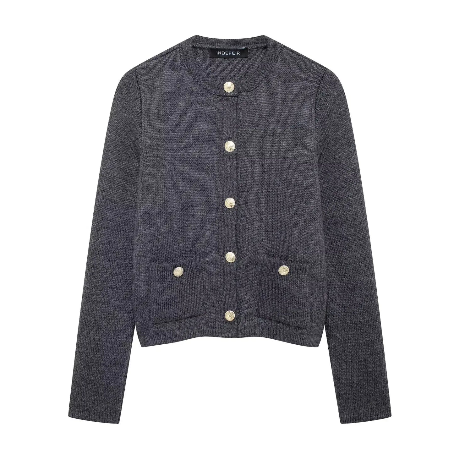 HH Women Casual Knitted Cropped Cardigan Long Sleeve Single Breasted Cardigans Women 2025 New Autumn Pocket Knitwear