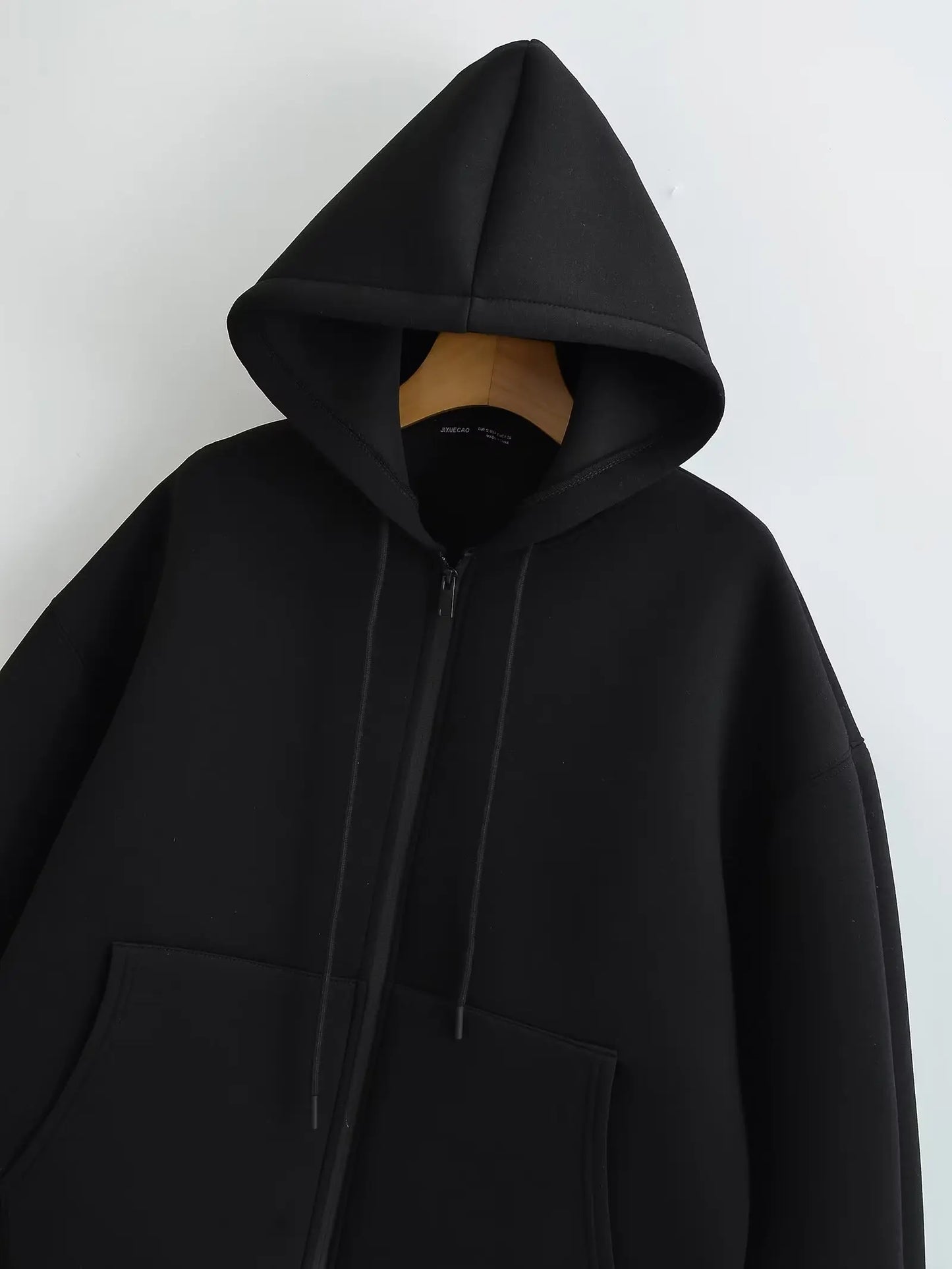HH 2026 Casual Women's Soild Zipper Hoodie Long Sleeve Big Pocket Zipper Jacket With Hood Female Loose Outerwear Coat Tops