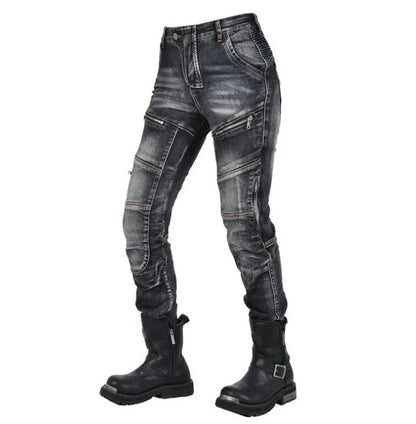 Womens zipper pants Motorcycle jeans Men's high elastic motorcycle riding rider pants Racing pants with protective