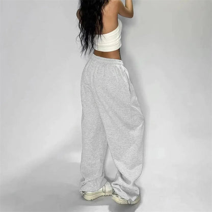 Solid Loose Sweatpants Women Wide Leg Y2K American Retro Pant Female Joggers Baggy Pants Hip Hop Oversized Trousers Streetwear