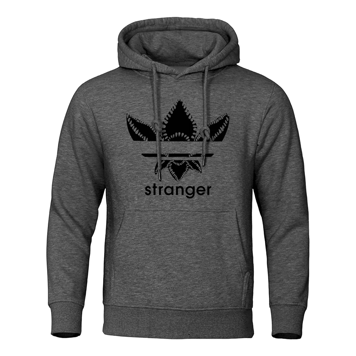 Fun Stranger floral pattern printed hooded top,with a unique letter style,trendy andfashionable sweatshirt,loose andsporty style