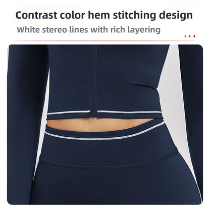 Seamless Yoga Long Sleeve Women Sports Jacket Zipper Fitness Yoga Shirt Gym Top Activewear Running Coats Cycling Workout Clothes