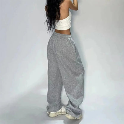 Solid Loose Sweatpants Women Wide Leg Y2K American Retro Pant Female Joggers Baggy Pants Hip Hop Oversized Trousers Streetwear