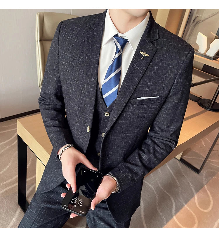 High-quality wedding suit for men, fashionable business, professional groom and best man, handsome two-piece set
